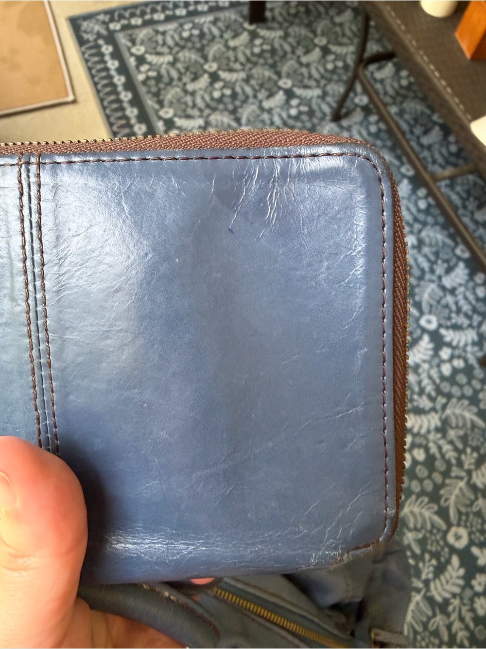 Vintage Hobo Sheila Satchel with Matching Wallet in Polished Dusty Blue - Picture 11 of 11